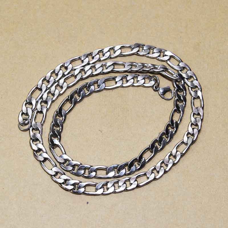 Thick (8 mm) and long (60 cm) stainless steel Figaro chain