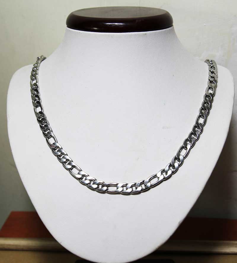 Thick (8 mm) and long (60 cm) stainless steel Figaro chain