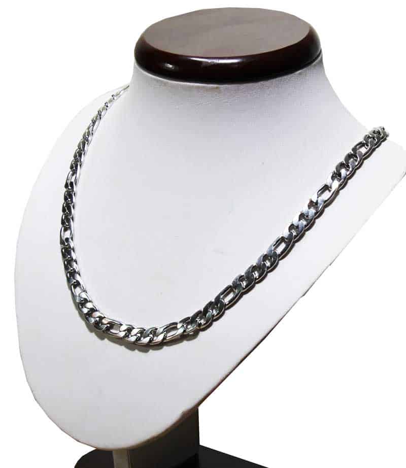 Thick (8 mm) and long (60 cm) stainless steel Figaro chain