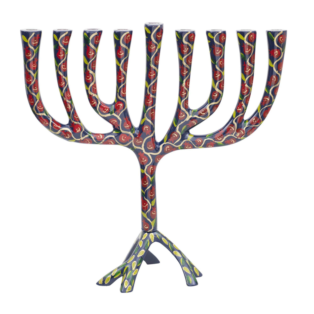 חנוכייה גדולה "עץ ורימונים" ממתכת בציור יד - מתכת - יאיר עמנואל