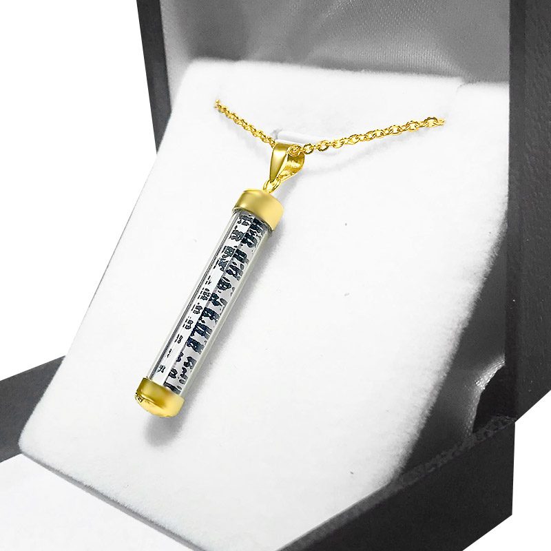 Mezuzah necklace (3.3*0.45 cm) fashion 14 karat gold plated including chain (unopened)