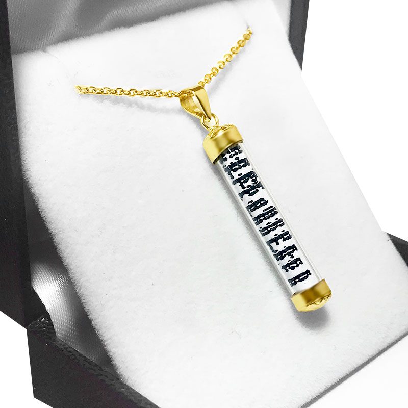 Mezuzah necklace (3.3*0.45 cm) fashion 14 karat gold plated including chain (unopened)