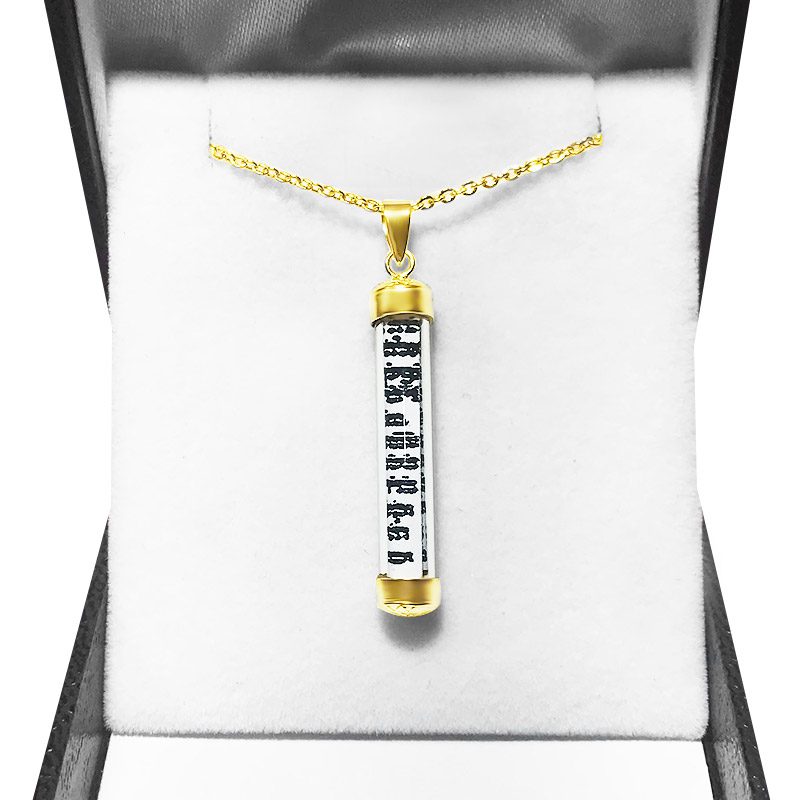 Mezuzah necklace (3.3*0.45 cm) fashion 14 karat gold plated including chain (unopened)