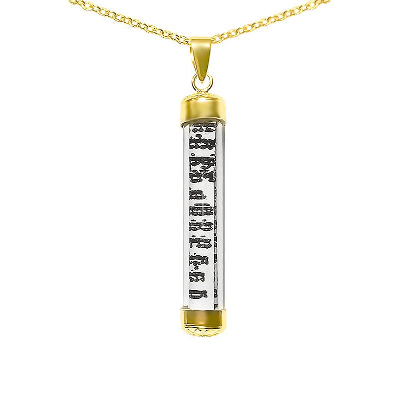 Mezuzah necklace (3.3*0.45 cm) fashion 14 karat gold plated including chain (unopened)