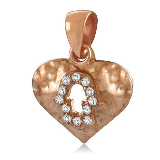 שרשרת לב מרוקעת קטנה (1.3*1.0 ס"מ) מכסף 925 ציפוי זהב אדום, עם קריסטלים