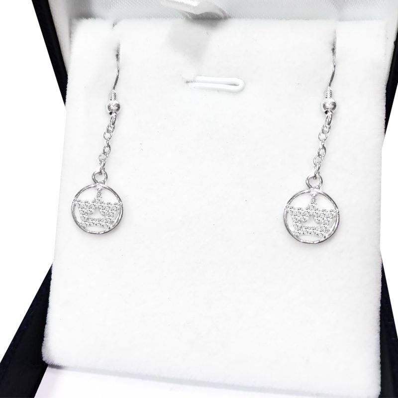 A pair of small (1.1 cm) 925 silver "crown" earrings studded with crystals