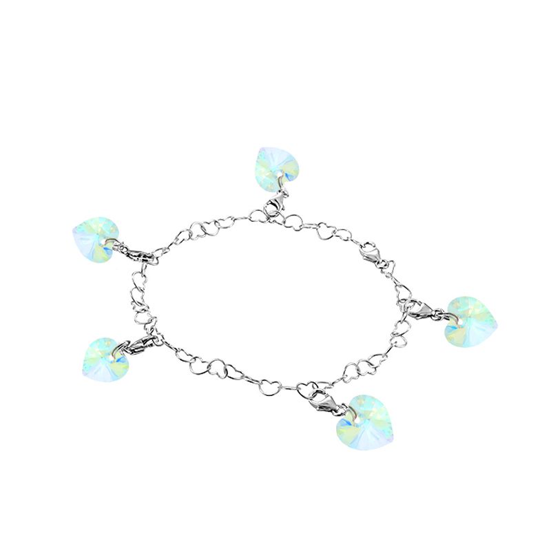 925 silver heart-shaped bracelet with 5 colorful SWAROVSKI heart charms