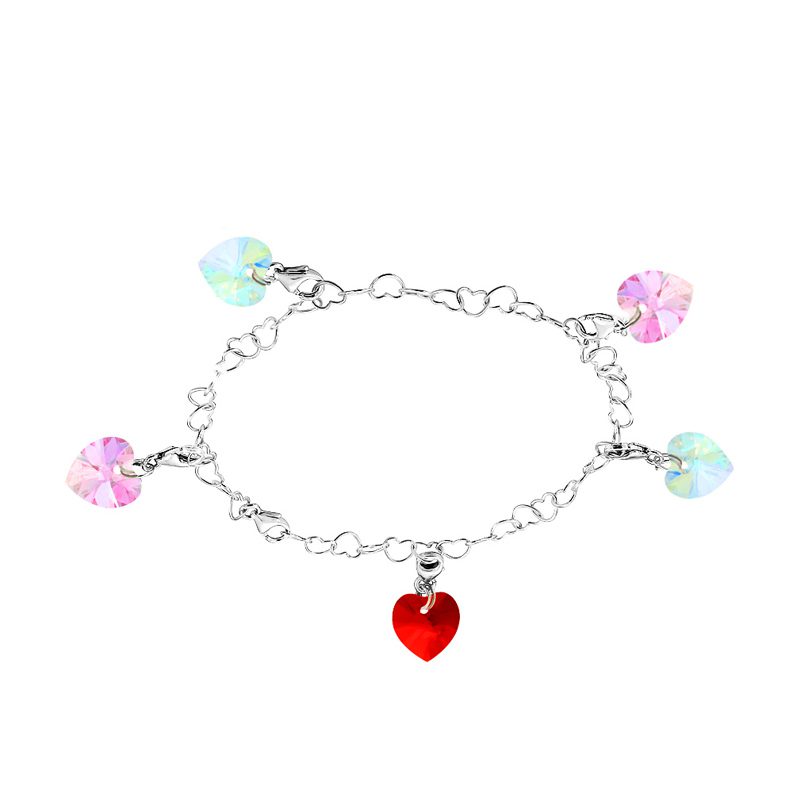 Small heart-shaped SWAROVSKI crystal charm in a variety of colors, 925 silver clasp