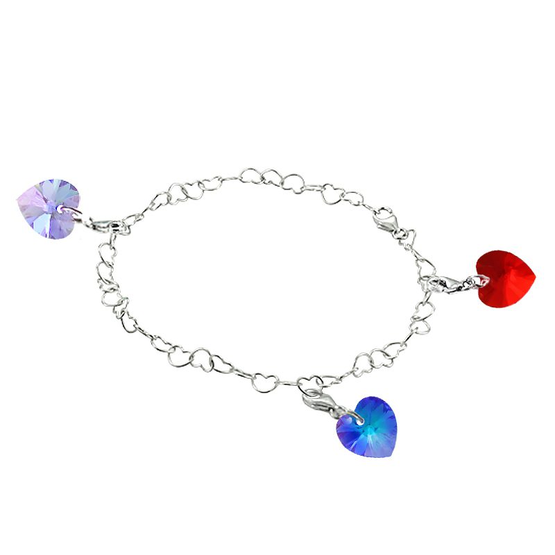 Small heart-shaped SWAROVSKI crystal charm in a variety of colors, 925 silver clasp