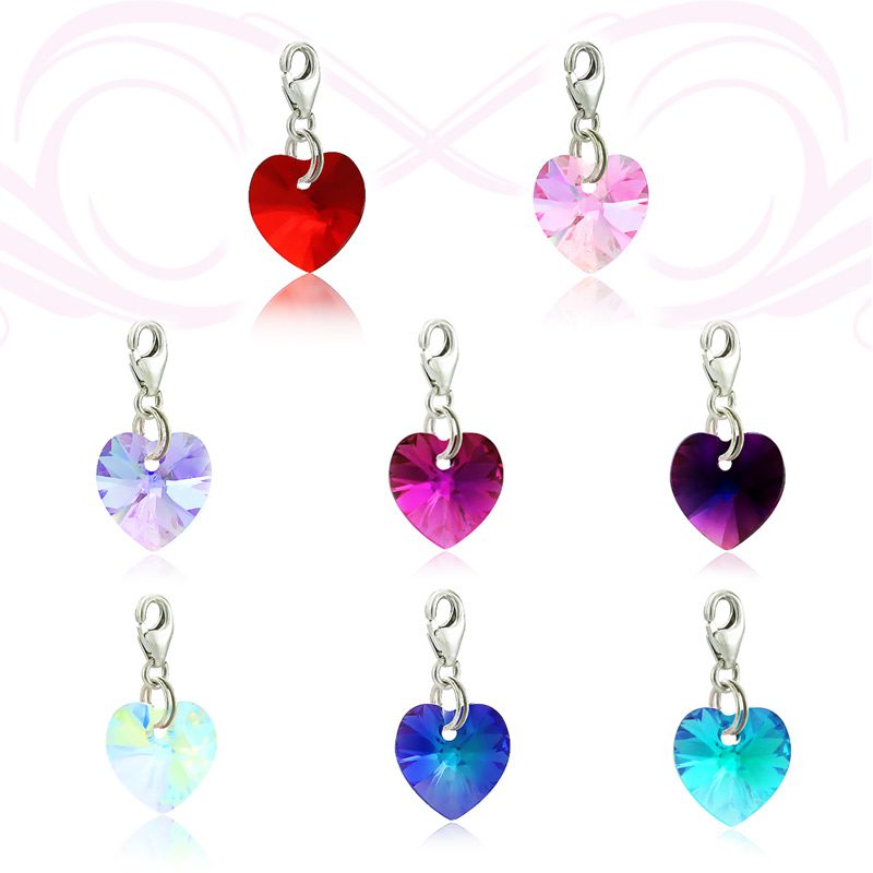 925 silver heart bracelet with 3 SWAROVSKI heart charms in a variety of colors