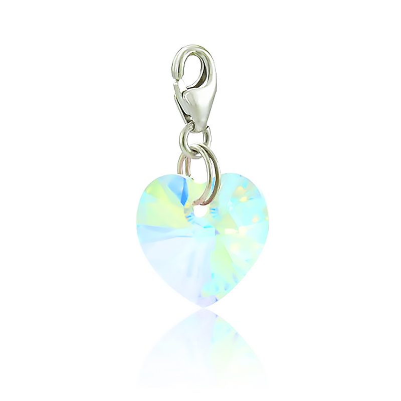 Small heart-shaped SWAROVSKI crystal charm in a variety of colors, 925 silver clasp