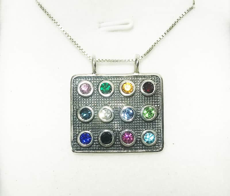 Large "Hoshan" necklace (2.1*2.6 cm) made of 925 silver, set with 12 crystals in the center