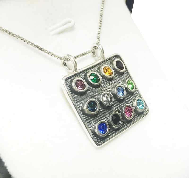 Large "Hoshan" necklace (2.1*2.6 cm) made of 925 silver, set with 12 crystals in the center