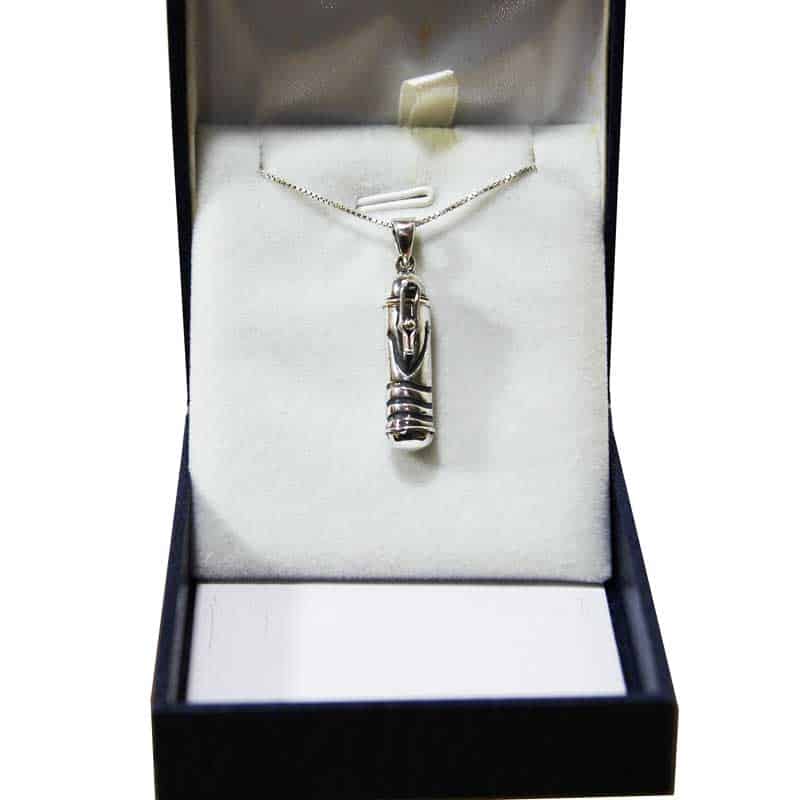 Round Mezuzah Necklace (0.7*2.8 cm) made of 925 silver with an open "S"