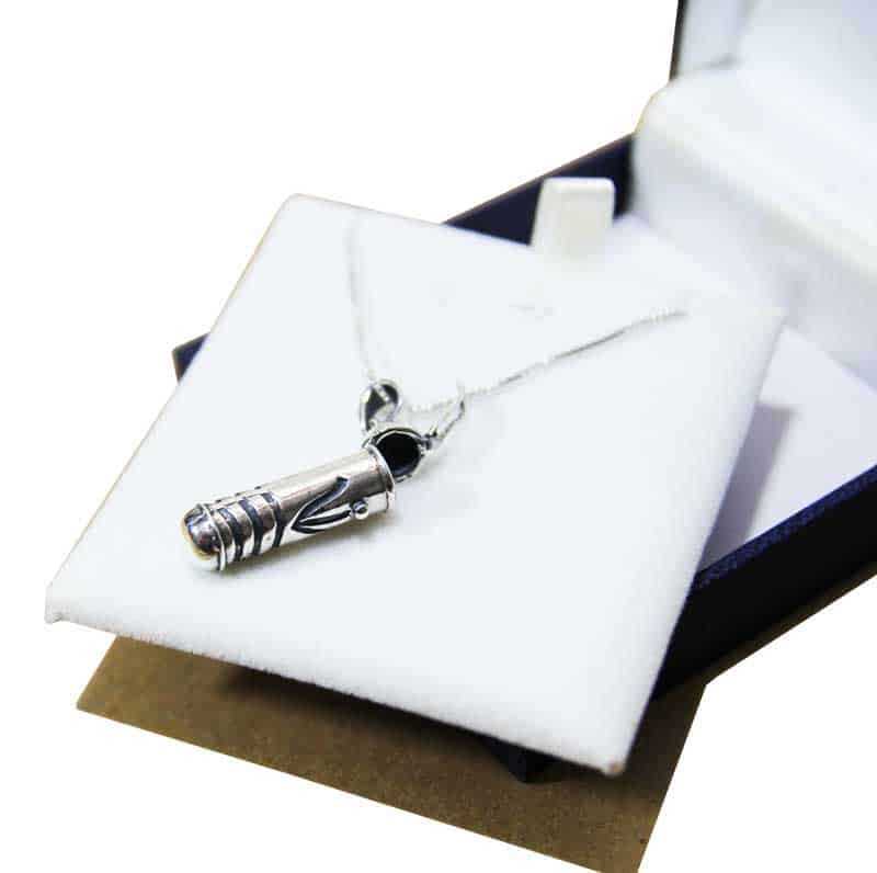 Round Mezuzah Necklace (0.7*2.8 cm) made of 925 silver with an open "S"