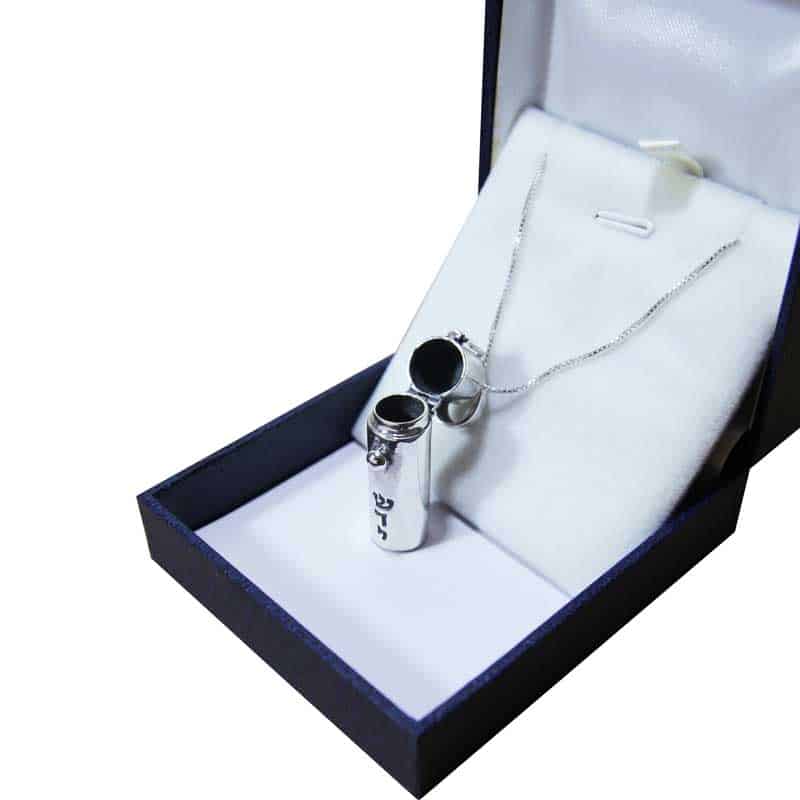 "Shedi" Mezuzah Necklace, 925 Silver, Large (3.5*1 cm), Opens with / Without Card