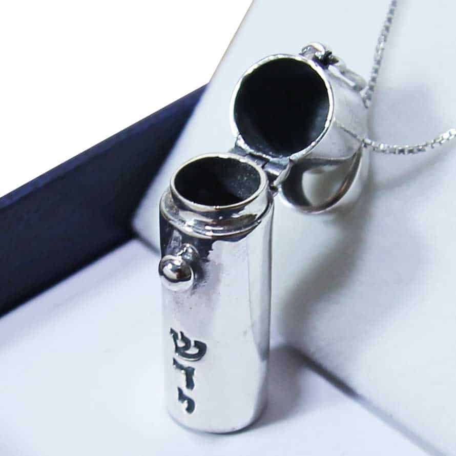 "Shedi" Mezuzah Necklace, 925 Silver, Large (3.5*1 cm), Opens with / Without Card