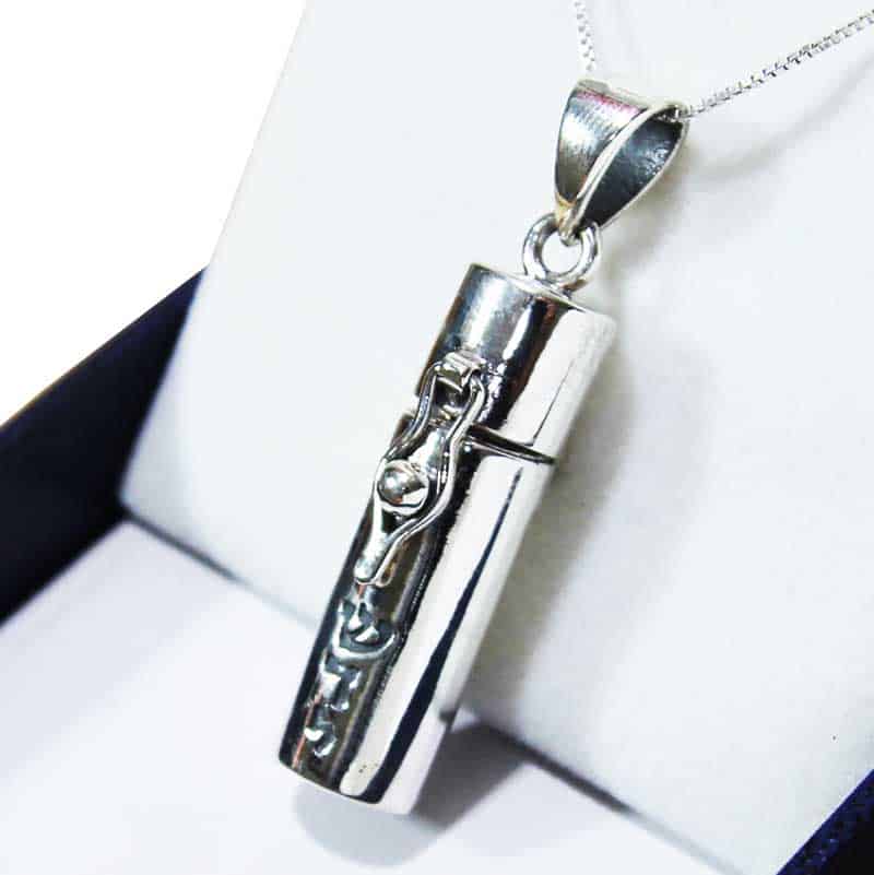 "Shedi" Mezuzah Necklace, 925 Silver, Large (3.5*1 cm), Opens with / Without Card