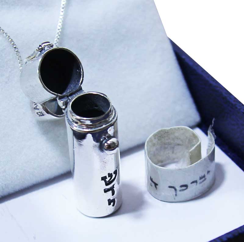 "Shedi" Mezuzah Necklace, 925 Silver, Large (3.5*1 cm), Opens with / Without Card