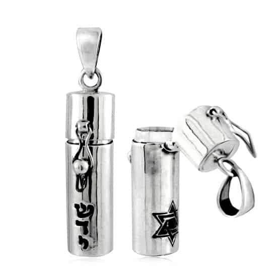 "Shedi" Mezuzah Necklace, 925 Silver, Large (3.5*1 cm), Opens with / Without Card