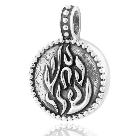 925 Silver Mezuzah Amulet Necklace "My Fire" (1.9 cm) Round Open 