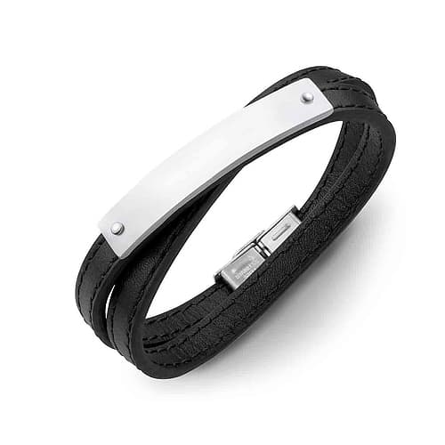 Wrap-around leather bracelet ready for engraving - high-quality steel plate! Can be shortened and adjusted to any size