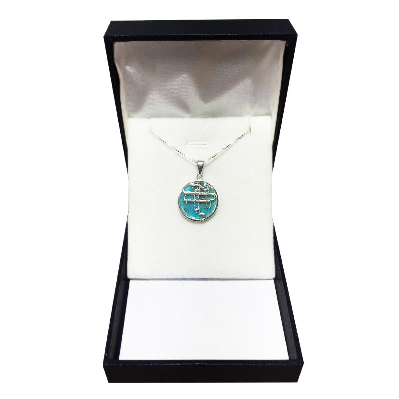 "I am for my uncle and my uncle is for me" necklace (1.8 cm) made of 925 sterling silver with turquoise stone