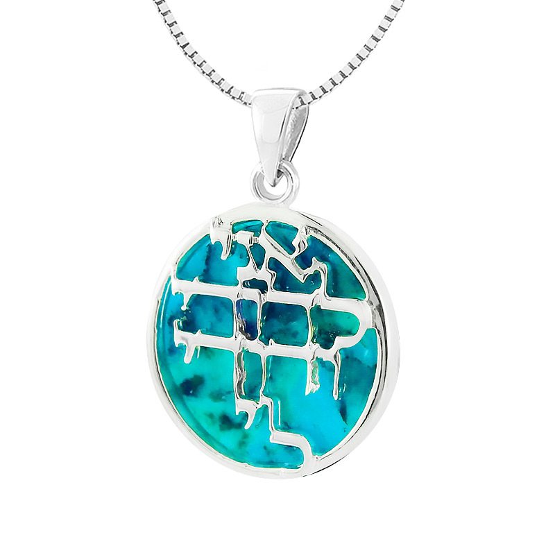 "I am for my uncle and my uncle is for me" necklace (1.8 cm) made of 925 sterling silver with turquoise stone