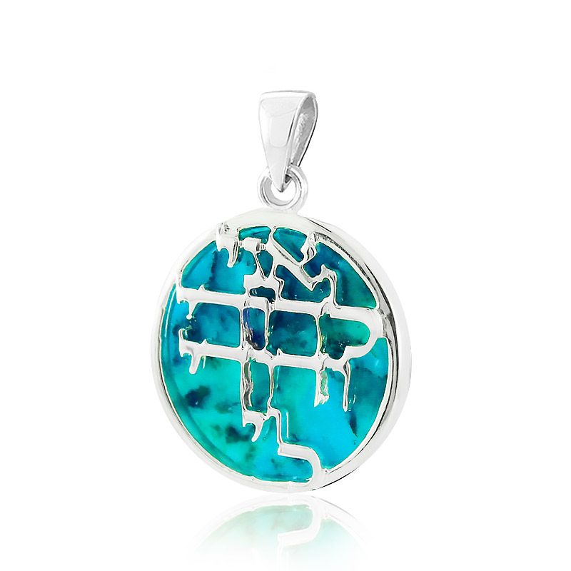 "I am for my uncle and my uncle is for me" necklace (1.8 cm) made of 925 sterling silver with turquoise stone