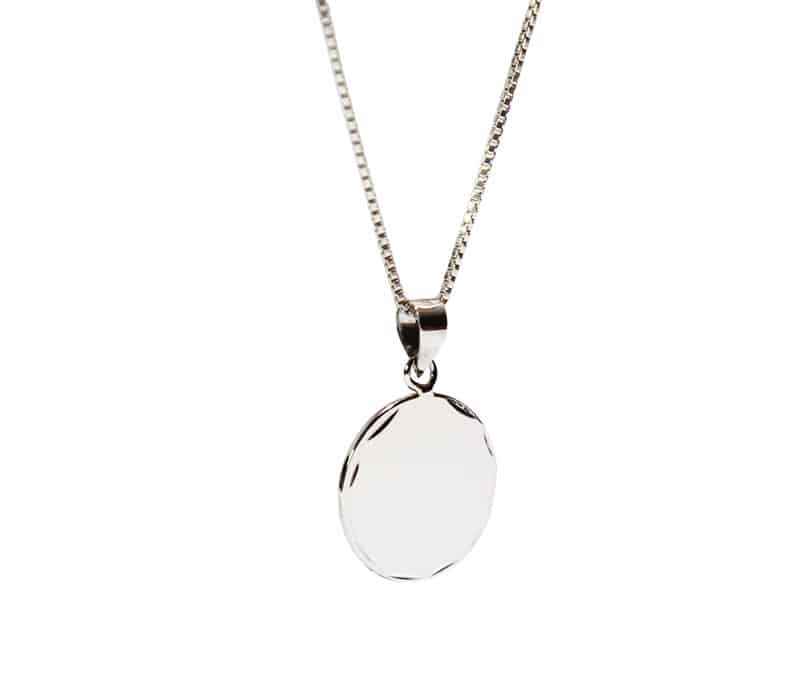 Small round necklace (1.5 cm) made of 925 silver with decorations around it - for engraving or without