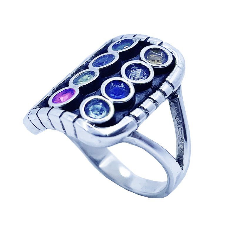 "Hoshan" ring made of 925 sterling silver, set with 12 crystals