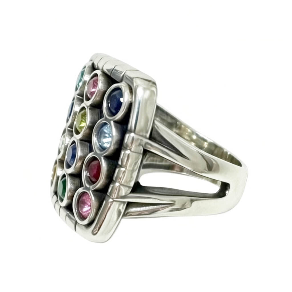 טבעת "חושן" מכסף 925 סטרלינג משובצת 12 קריסטלים