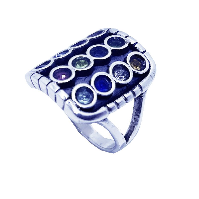 "Hoshan" ring made of 925 sterling silver, set with 12 crystals