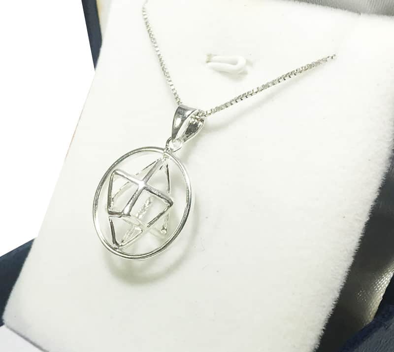 Merkaba chain (1.9 cm) rotating in 925 silver