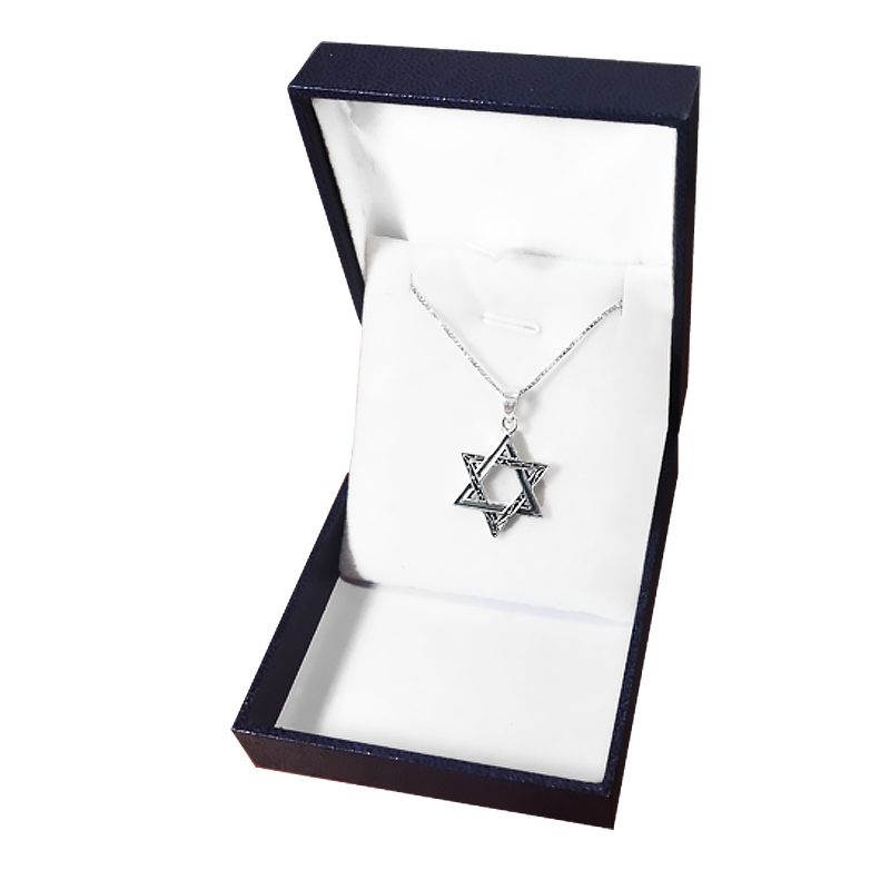 Classic 925 Silver "Star of David" Necklace (1.8*2.2 cm) with decorations