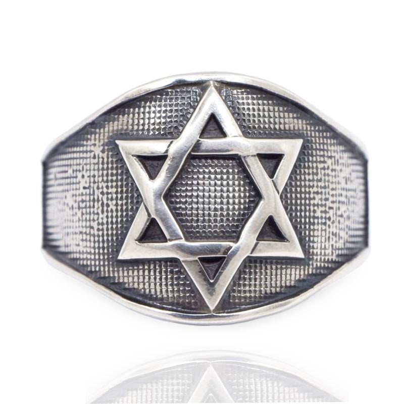 טבעת מגן דוד רחבה (19 מ"מ) מכסף סטרלינג 925 לגבר או לאישה