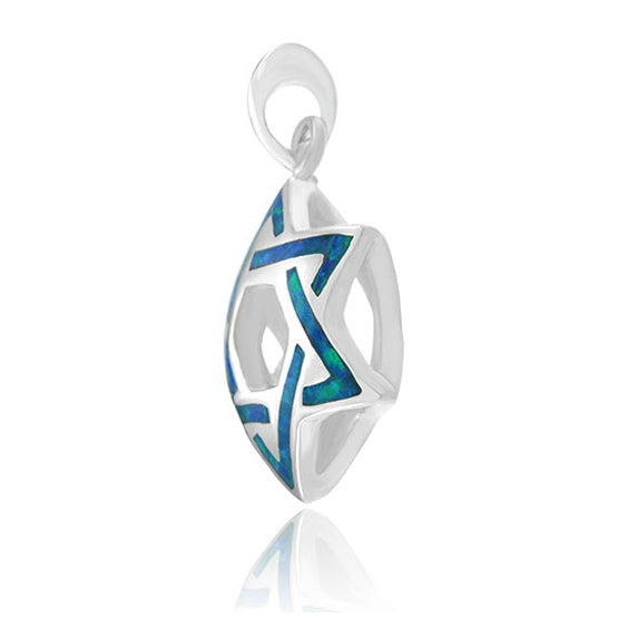 "Swollen Star of David" necklace (2*1.5*0.7 cm) made of 925 sterling silver with opal stone