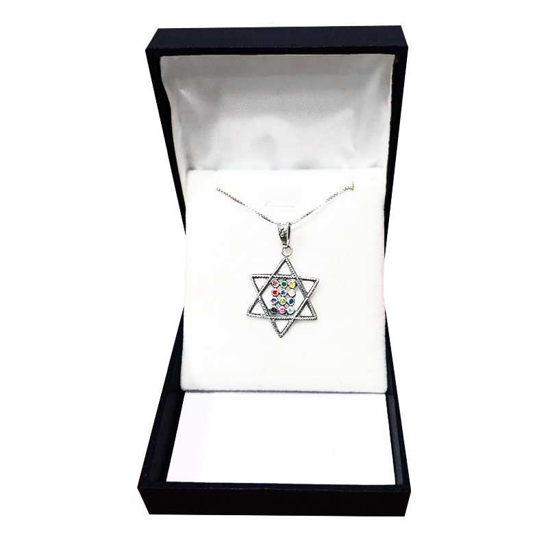 Star of David Choshen Necklace (2.5*2.2 cm) made of 925 silver, set with 12 crystals