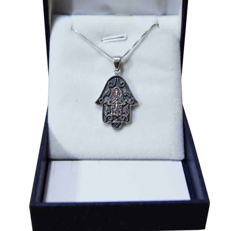 925 silver hamsa necklace (2.7*2.1 cm) with decorations