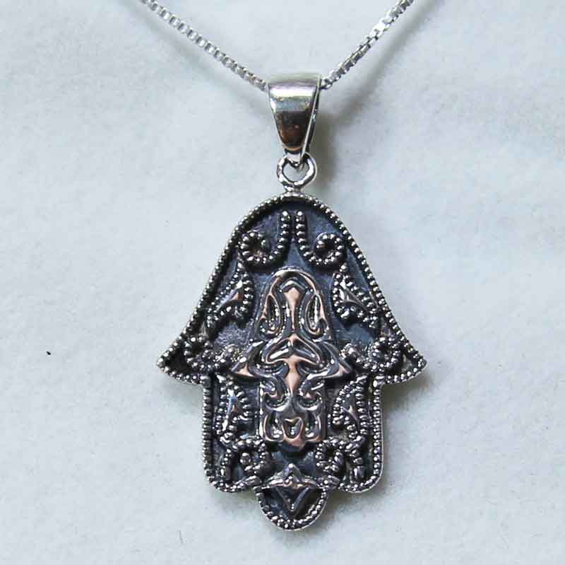 925 silver hamsa necklace (2.7*2.1 cm) with decorations