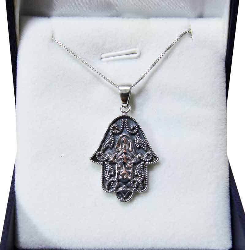 925 silver hamsa necklace (2.7*2.1 cm) with decorations