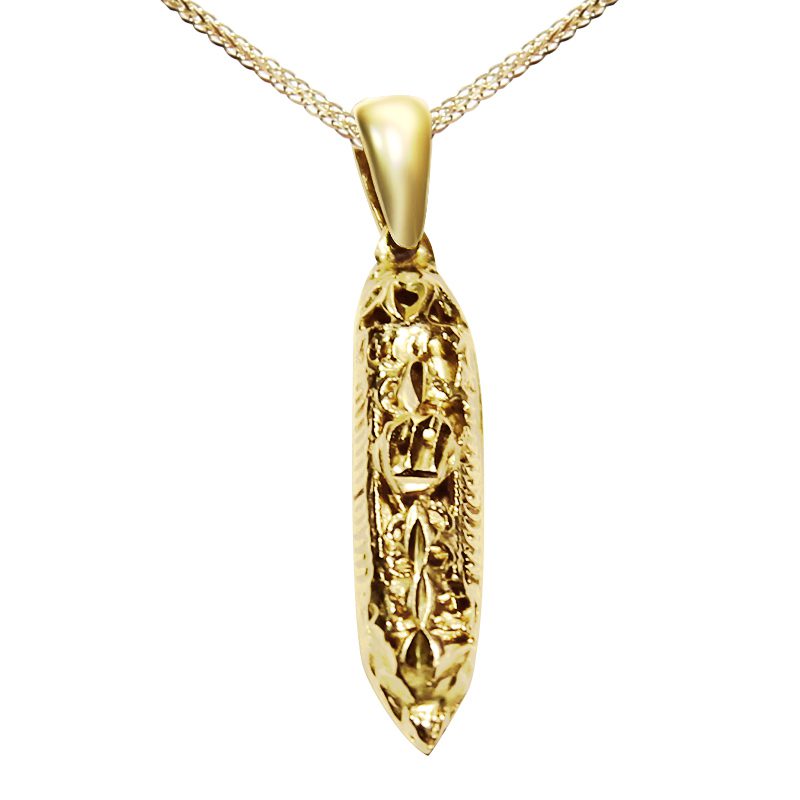 Mezuzah pendant (2.1*0.5 cm) in 14k yellow gold for a man or woman