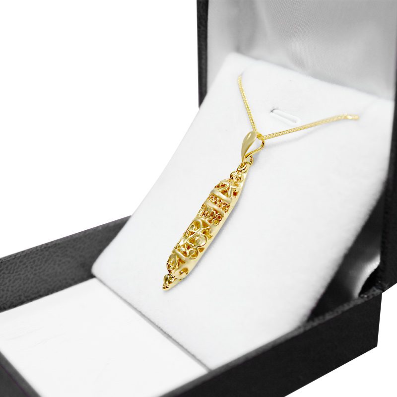 Mezuzah pendant "Decorations" (3.4*0.8 cm) in 14k yellow gold for a man or woman