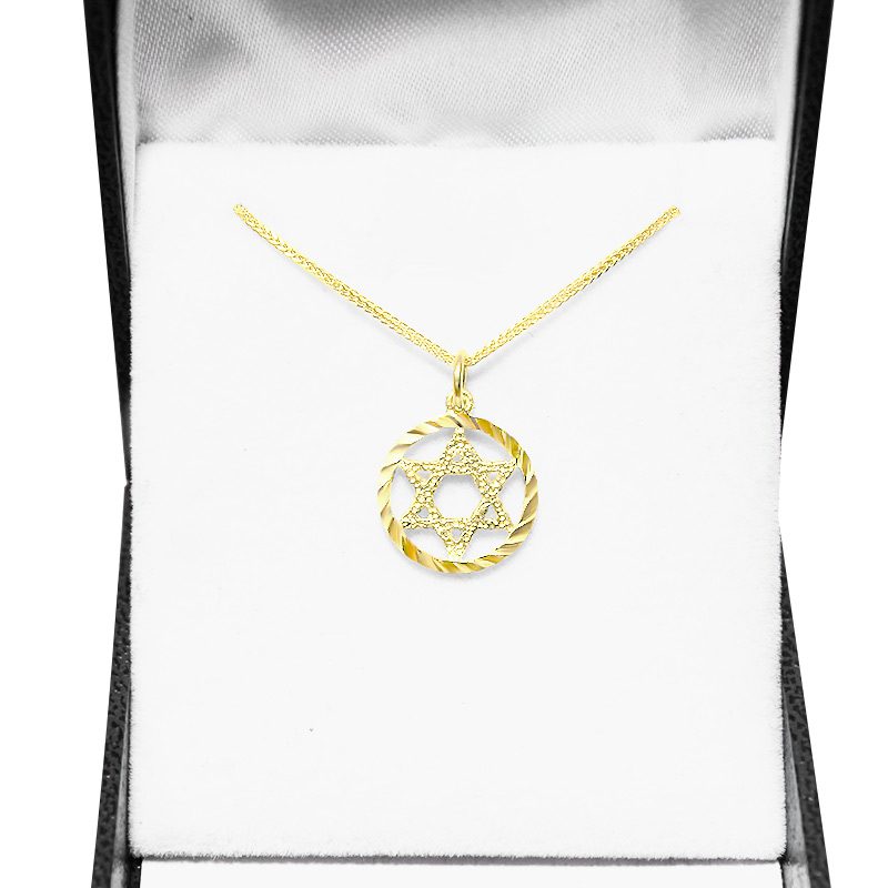 Star of David pendant (1.6 cm) in 14k yellow gold for men/women