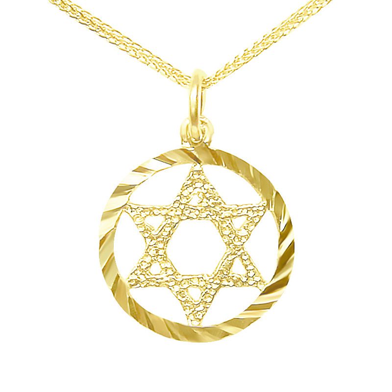 Star of David pendant (1.6 cm) in 14k yellow gold for men/women