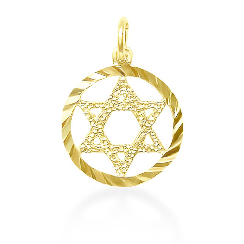 Star of David pendant (1.6 cm) in 14k yellow gold for men/women