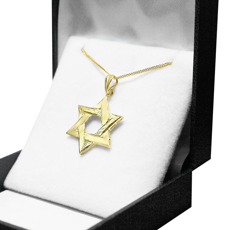 14k yellow gold Star of David pendant (2.1 cm) for men or women