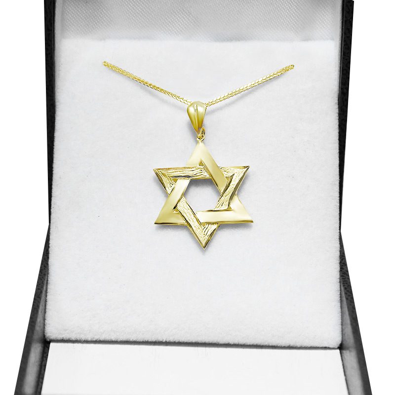 14k yellow gold Star of David pendant (2.1 cm) for men or women