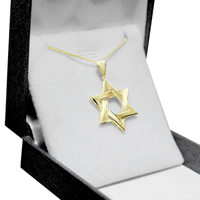 14k yellow gold Star of David pendant (2.1 cm) for men or women