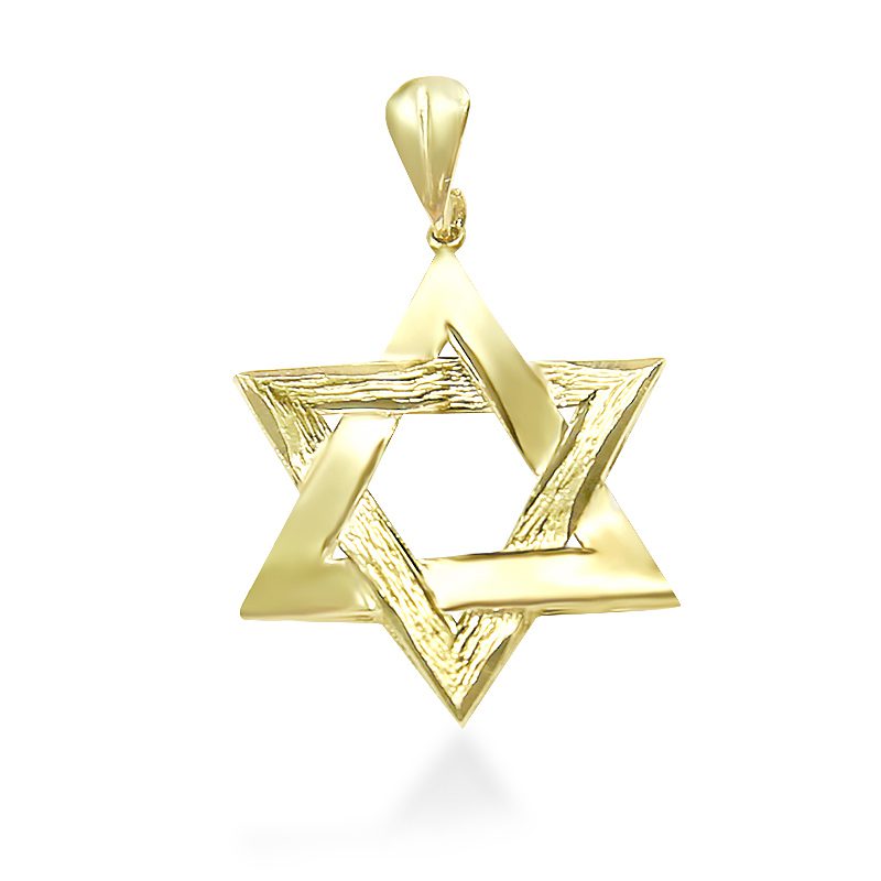 14k yellow gold Star of David pendant (2.1 cm) for men or women